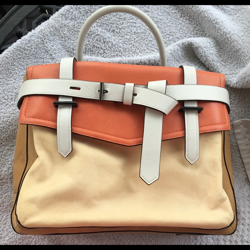 COPY - Reed Krakoff Tote- beige, coral, brown white